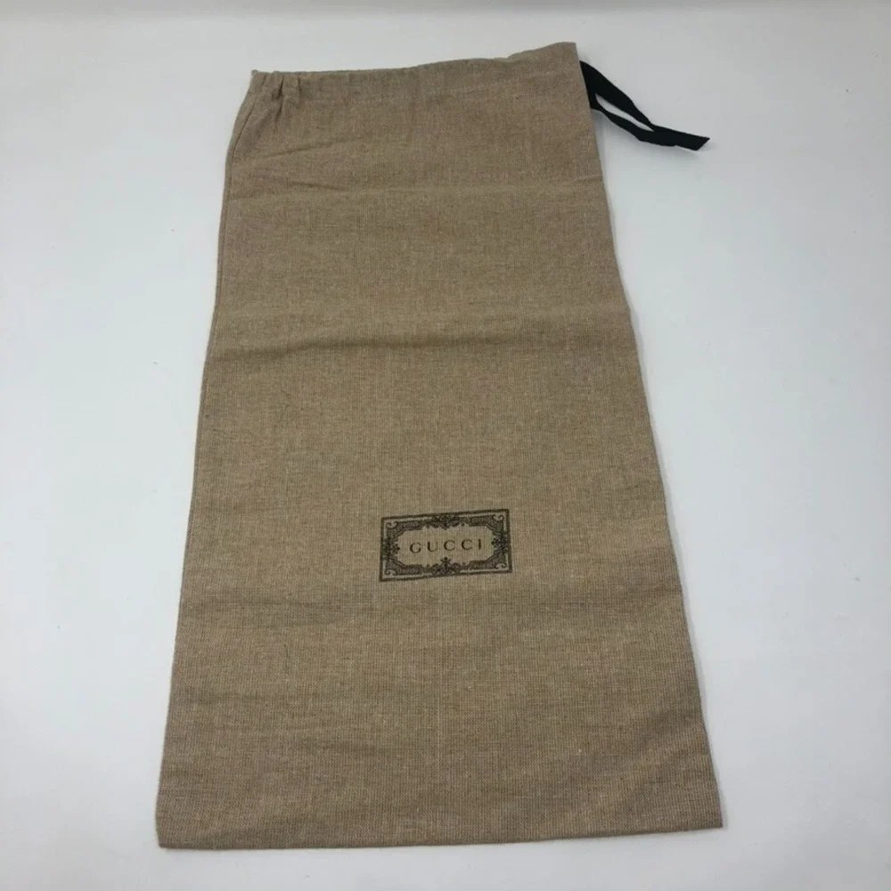 Authentic Gucci Shoe Canvas Dust Bag Set Logo Drawstring Travel Storage 16.5x8.5